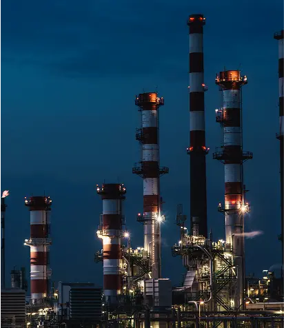 Factory illuminated at night